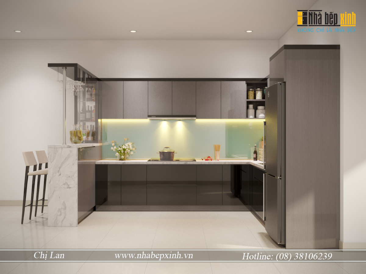 Thiết kế nội thất Tủ bếp Chị Lan-NBX131